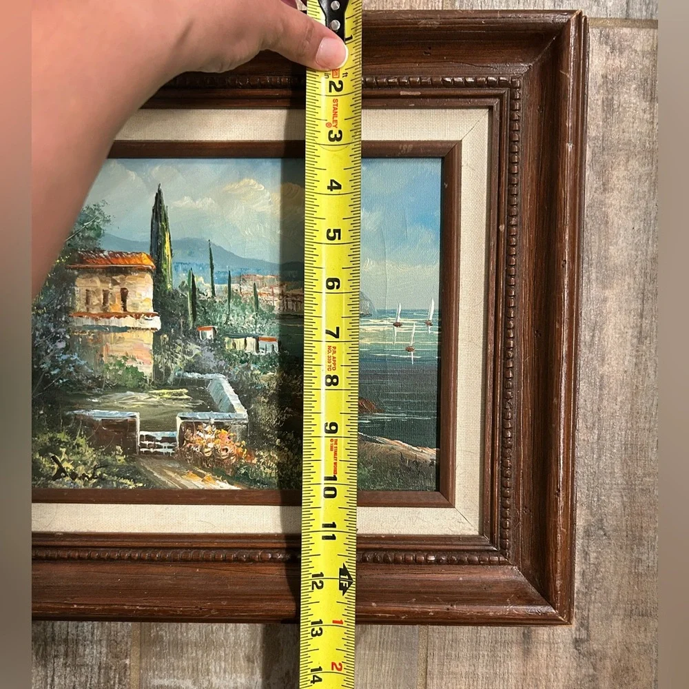 Vintage European Coastal Landscape Painting | Framed Impressionist Style Art - Picture 4 of 4